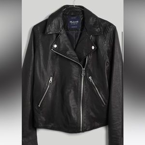 MADEWELL washed leather motorcycle jacket.